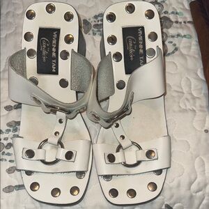 Vivienne Tam for Candies 90s Y2K White Sandals with Silver Studs